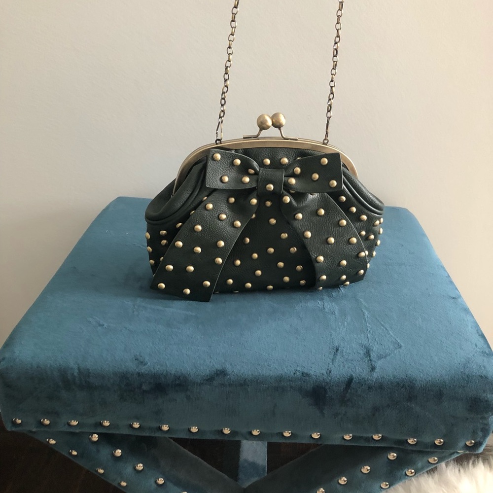 Vintage Style Green Studded Crossbody